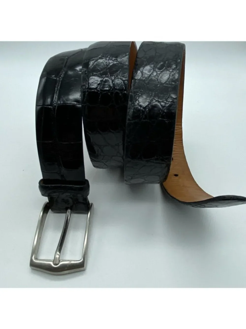 Martin Dingman Louisiana Alligator Belt Black Size 38 Handmade USA Style 1362